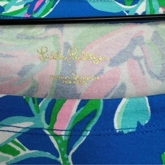 Lilly Pulitzer Sophie Boat Neck Gold Button Dress Blue Flare Fancy Fins Print - Picture 8 of 11